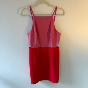 Pink and Red French Connection Mini Dress with Cutout